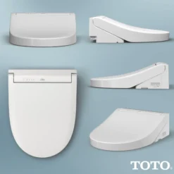 TOTO WASHLET C5 Electronic Bidet Toilet Seat with PREMIST and EWATER+ Wand Cleaning, Round, Cotton White, Plastic, SW3083#01
