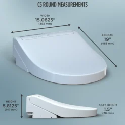 TOTO WASHLET C5 Electronic Bidet Toilet Seat with PREMIST and EWATER+ Wand Cleaning, Round, Cotton White, Plastic, SW3083#01