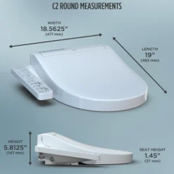 TOTO WASHLET C2 Electronic Bidet Toilet Seat with PREMIST and EWATER+ Wand Cleaning, Round, Cotton White, Plastic, SW3073#01