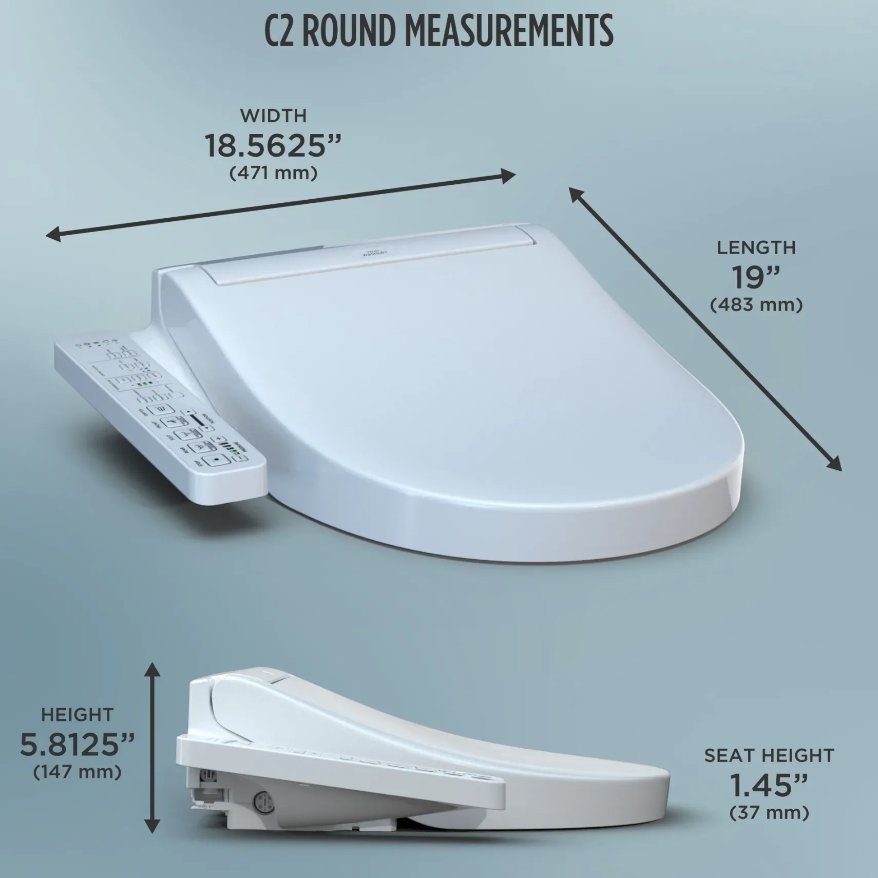 TOTO WASHLET C2 Electronic Bidet Toilet Seat with PREMIST and EWATER+ Wand Cleaning, Round, Cotton White, Plastic, SW3073#01