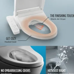 TOTO WASHLET C2 Electronic Bidet Toilet Seat with PREMIST and EWATER+ Wand Cleaning, Elongated, Cotton White, Plastic, SW3074#01