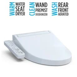 TOTO WASHLET C2 Electronic Bidet Toilet Seat with PREMIST and EWATER+ Wand Cleaning, Elongated, Cotton White, Plastic, SW3074#01