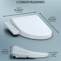 TOTO WASHLET C2 Electronic Bidet Toilet Seat with PREMIST and EWATER+ Wand Cleaning, Elongated, Cotton White, Plastic, SW3074#01