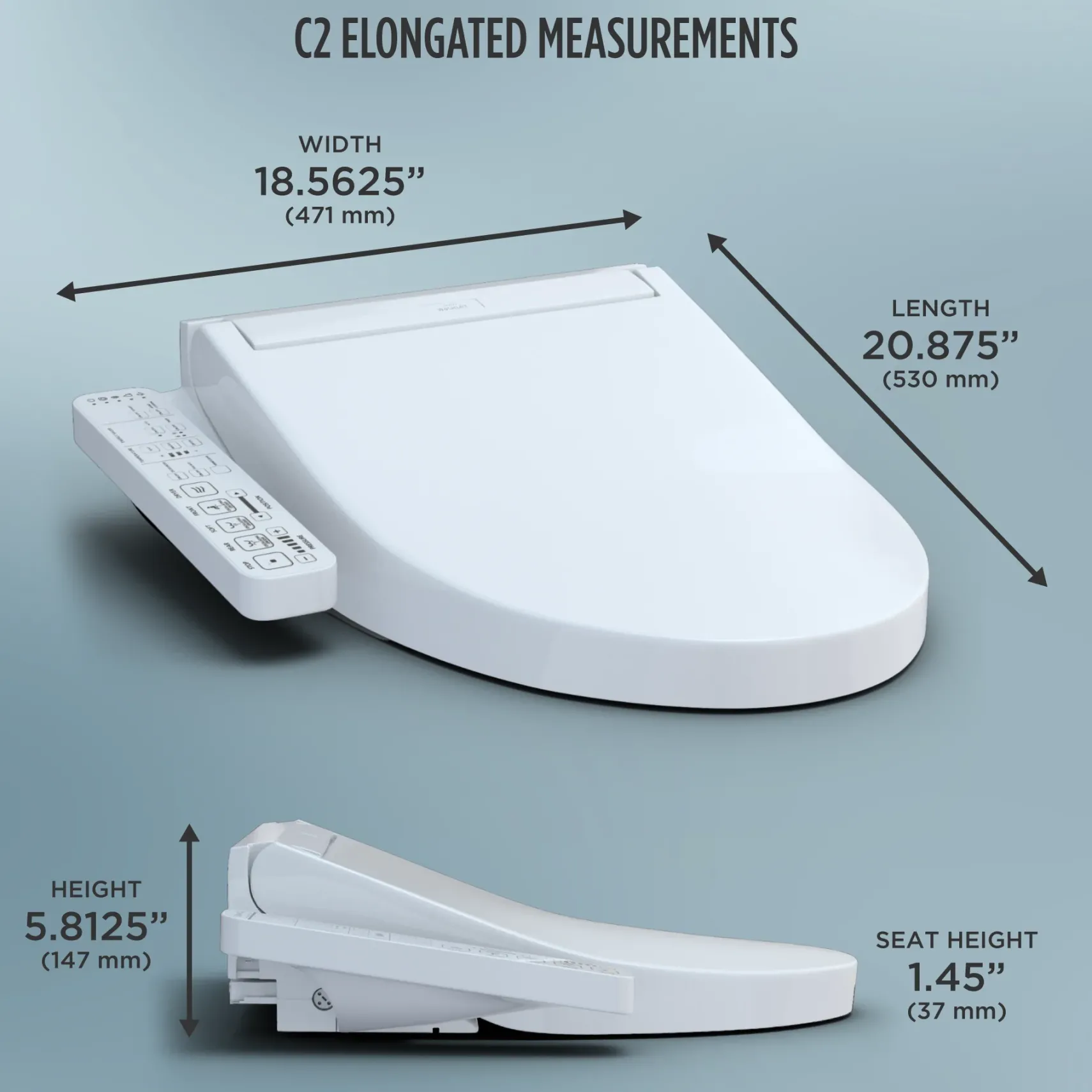 TOTO WASHLET C2 Electronic Bidet Toilet Seat with PREMIST and EWATER+ Wand Cleaning, Elongated, Cotton White, Plastic, SW3074#01