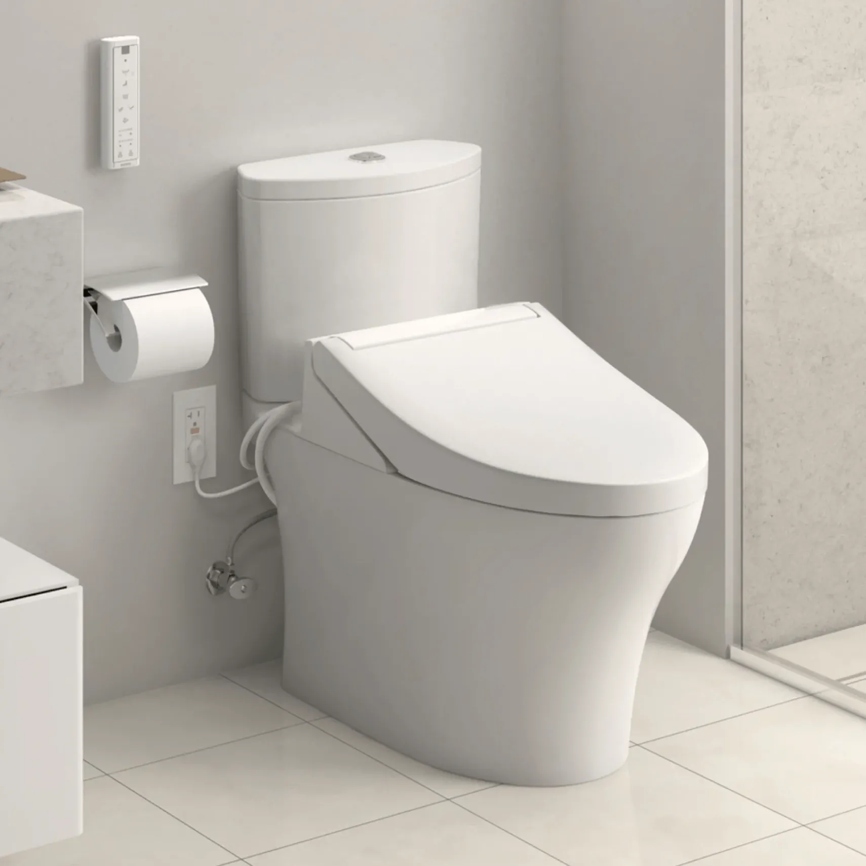 TOTO WASHLET C5 Electronic Bidet Toilet Seat with PREMIST and EWATER+ Wand Cleaning, Elongated, Cotton White, Plastic, SW3084#01