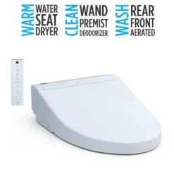 TOTO WASHLET C5 Electronic Bidet Toilet Seat with PREMIST and EWATER+ Wand Cleaning, Elongated, Cotton White, Plastic, SW3084#01