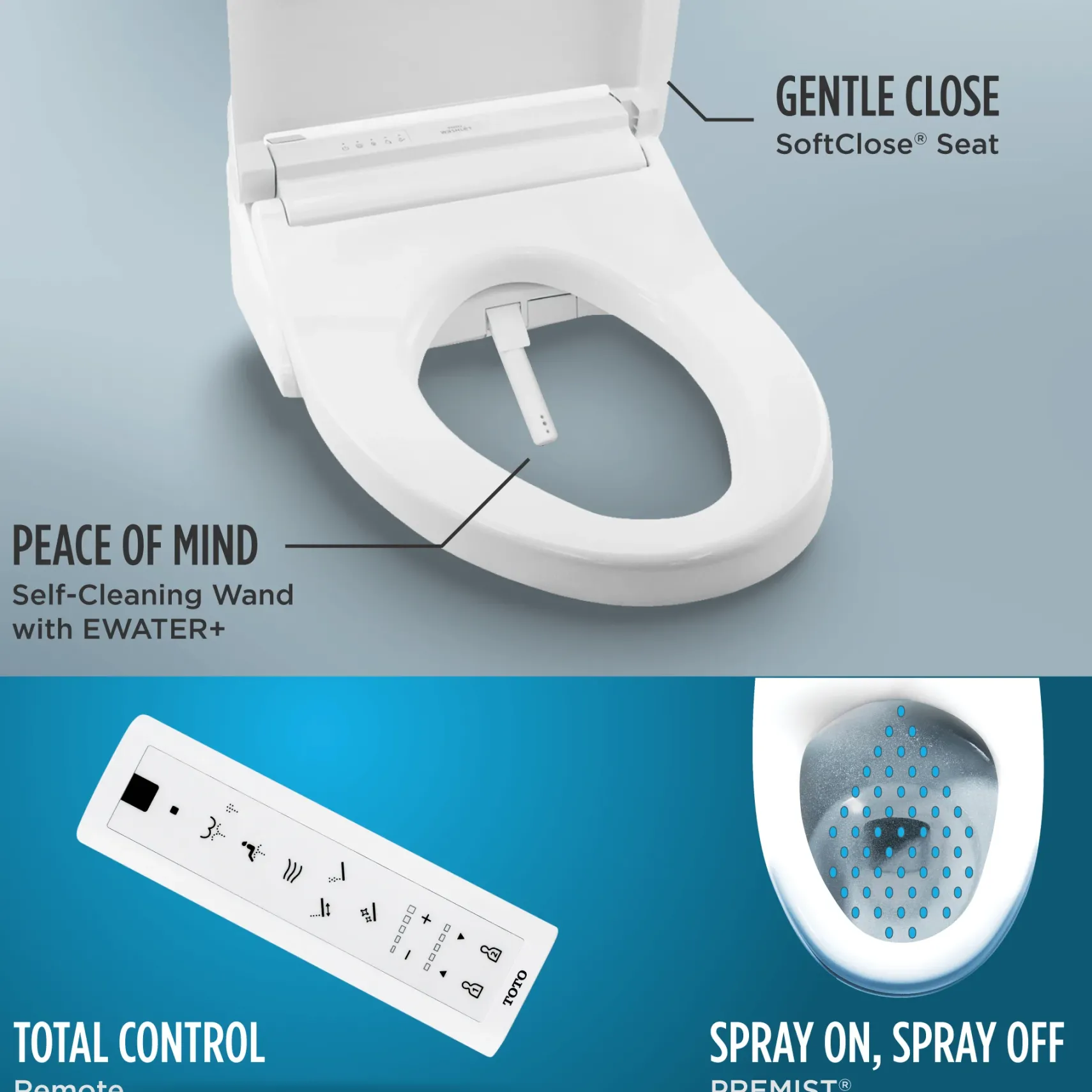 TOTO WASHLET C5 Electronic Bidet Toilet Seat with PREMIST and EWATER+ Wand Cleaning, Elongated, Cotton White, Plastic, SW3084#01