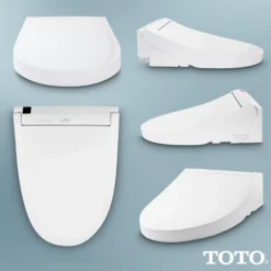 TOTO WASHLET C5 Electronic Bidet Toilet Seat with PREMIST and EWATER+ Wand Cleaning, Elongated, Cotton White, Plastic, SW3084#01