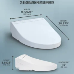 TOTO WASHLET C5 Electronic Bidet Toilet Seat with PREMIST and EWATER+ Wand Cleaning, Elongated, Cotton White, Plastic, SW3084#01