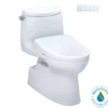 TOTO WASHLET+ Carlyle II 1G One-Piece Elongated 1.0 GPF Toilet with Auto Flush WASHLET+ S7 Contemporary Bidet Seat, Cotton White, Vitreous China|Plastic, MW6144726CUFGA#01