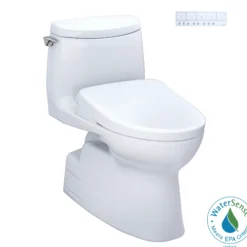 TOTO WASHLET+ Carlyle II 1G One-Piece Elongated 1.0 GPF Toilet with Auto Flush WASHLET+ S7 Contemporary Bidet Seat, Cotton White, Vitreous China|Plastic, MW6144726CUFGA#01
