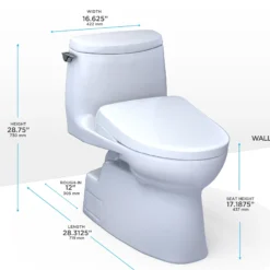 TOTO WASHLET+ Carlyle II 1G One-Piece Elongated 1.0 GPF Toilet and WASHLET+ S7 Contemporary Bidet Seat, Cotton White, Vitreous China|Plastic, MW6144726CUFG#01