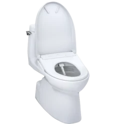 TOTO WASHLET+ Carlyle II 1G One-Piece Elongated 1.0 GPF Toilet and WASHLET+ S7 Contemporary Bidet Seat, Cotton White, Vitreous China|Plastic, MW6144726CUFG#01