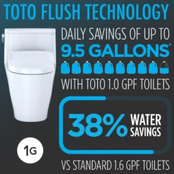 TOTO WASHLET+ Carlyle II 1G One-Piece Elongated 1.0 GPF Toilet and WASHLET+ S7 Contemporary Bidet Seat, Cotton White, Vitreous China|Plastic, MW6144726CUFG#01