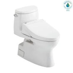 TOTO WASHLET+ Carlyle II 1G One-Piece Elongated 1.0 GPF Toilet and WASHLET+ C5 Bidet Seat, Cotton White, Vitreous China|Plastic, MW6143084CUFG#01
