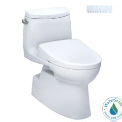 TOTO WASHLET+ Carlyle II One-Piece Elongated 1.28 GPF Toilet and WASHLET+ S7 Contemporary Bidet Seat, Cotton White, Vitreous China|Plastic, MW6144726CEFG#01