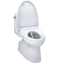 TOTO WASHLET+ Carlyle II One-Piece Elongated 1.28 GPF Toilet and WASHLET+ S7 Contemporary Bidet Seat, Cotton White, Vitreous China|Plastic, MW6144726CEFG#01