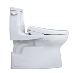 TOTO WASHLET+ Carlyle II One-Piece Elongated 1.28 GPF Toilet and WASHLET+ S7 Contemporary Bidet Seat, Cotton White, Vitreous China|Plastic, MW6144726CEFG#01