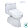 TOTO WASHLET+ Carlyle II One-Piece Elongated 1.28 GPF Toilet and WASHLET+ S7A Contemporary Bidet Seat, Cotton White, Vitreous China|Plastic, MW6144736CEFG#01
