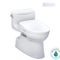 TOTO WASHLET+ Carolina II One-Piece Elongated 1.28 GPF Toilet and WASHLET+ S7 Contemporary Bidet Seat, Cotton White, Vitreous China|Plastic, MW6444726CEFG#01