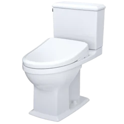 TOTO WASHLET+ Connelly Two-Piece Elongated Dual Flush 1.28 and 0.9 GPF Toilet and Classic WASHLET S7A Classic Bidet Seat, Cotton White, Vitreous China|Plastic, MW4944734CEMFG#01