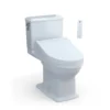 TOTO WASHLET+ Connelly Two-Piece Elongated Dual Flush 1.28 and 0.9 GPF Toilet and WASHLET C5 Bidet Seat, Cotton White, Vitreous China|Plastic, MW4943084CEMFG#01