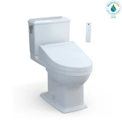 TOTO WASHLET+ Connelly Two-Piece Elongated Dual Flush 1.28 and 0.9 GPF Toilet and WASHLET C5 Bidet Seat, Cotton White, Vitreous China|Plastic, MW4943084CEMFG#01
