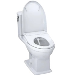 TOTO WASHLET+ Connelly Two-Piece Elongated Dual Flush 1.28 and 0.9 GPF Toilet, Classic WASHLET S7A Bidet Seat with Auto Flush and Auto Open/Close Lid, Cotton White, Vitreous China|Plastic, MW4944734CEMFGA#01