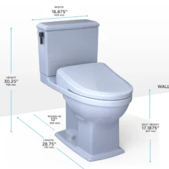 TOTO WASHLET+ Connelly Two-Piece Elongated Dual Flush 1.28 and 0.9 GPF Toilet and Classic WASHLET S7 Contemporary Bidet Seat with Auto Flush, Cotton White, Vitreous China|Plastic, MW4944724CEMFGA#01