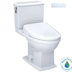 TOTO WASHLET+ Connelly Two-Piece Elongated Dual Flush 1.28 and 0.9 GPF Toilet and Classic WASHLET S7 Classic Bidet Seat, Cotton White, Vitreous China|Plastic, MW4944724CEMFG#01