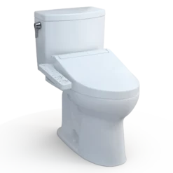 TOTO WASHLET+ Drake II 1G Two-Piece Elongated 1.0 GPF Toilet and WASHLET+ C2 Bidet Seat, Cotton White, Vitreous China|Plastic, MW4543074CUFG#01
