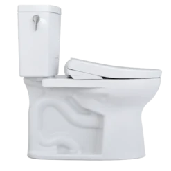 TOTO WASHLET+ Drake II 1G Two-Piece Elongated 1.0 GPF Toilet with Auto Flush WASHLET+ S7A Contemporary Bidet Seat, Cotton White, Vitreous China|Plastic, MW4544736CUFGA#01