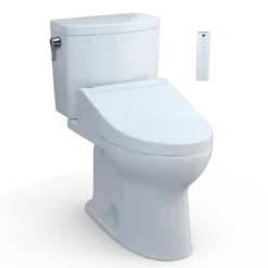 TOTO WASHLET+ Drake II 1G Two-Piece Elongated 1.0 GPF Toilet and WASHLET+ C5 Bidet Seat, Cotton White, Vitreous China|Plastic, MW4543084CUFG#01