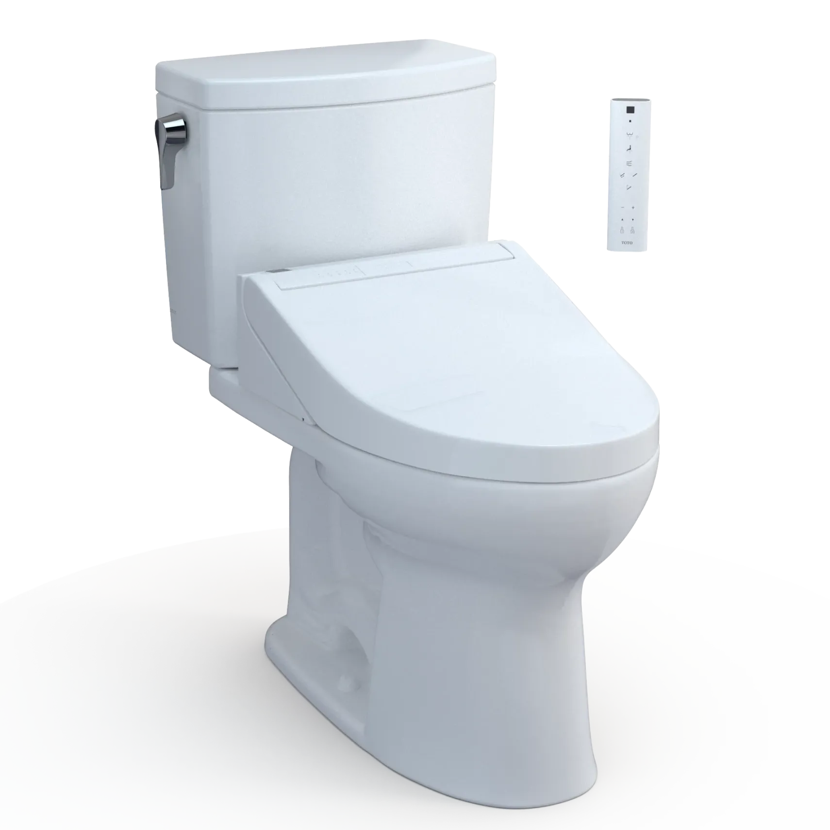 TOTO WASHLET+ Drake II 1G Two-Piece Elongated 1.0 GPF Toilet and WASHLET+ C5 Bidet Seat, Cotton White, Vitreous China|Plastic, MW4543084CUFG#01