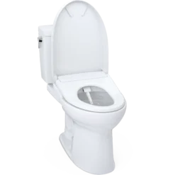 TOTO WASHLET+ Drake II 1G Two-Piece Elongated 1.0 GPF Toilet with Auto Flush WASHLET+ S7 Contemporary Bidet Seat, Cotton White, Vitreous China|Plastic, MW4544726CUFGA#01