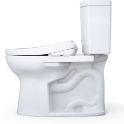 TOTO WASHLET+ Drake II 1G Two-Piece Elongated 1.0 GPF Toilet with Auto Flush WASHLET+ S7 Contemporary Bidet Seat, Cotton White, Vitreous China|Plastic, MW4544726CUFGA#01