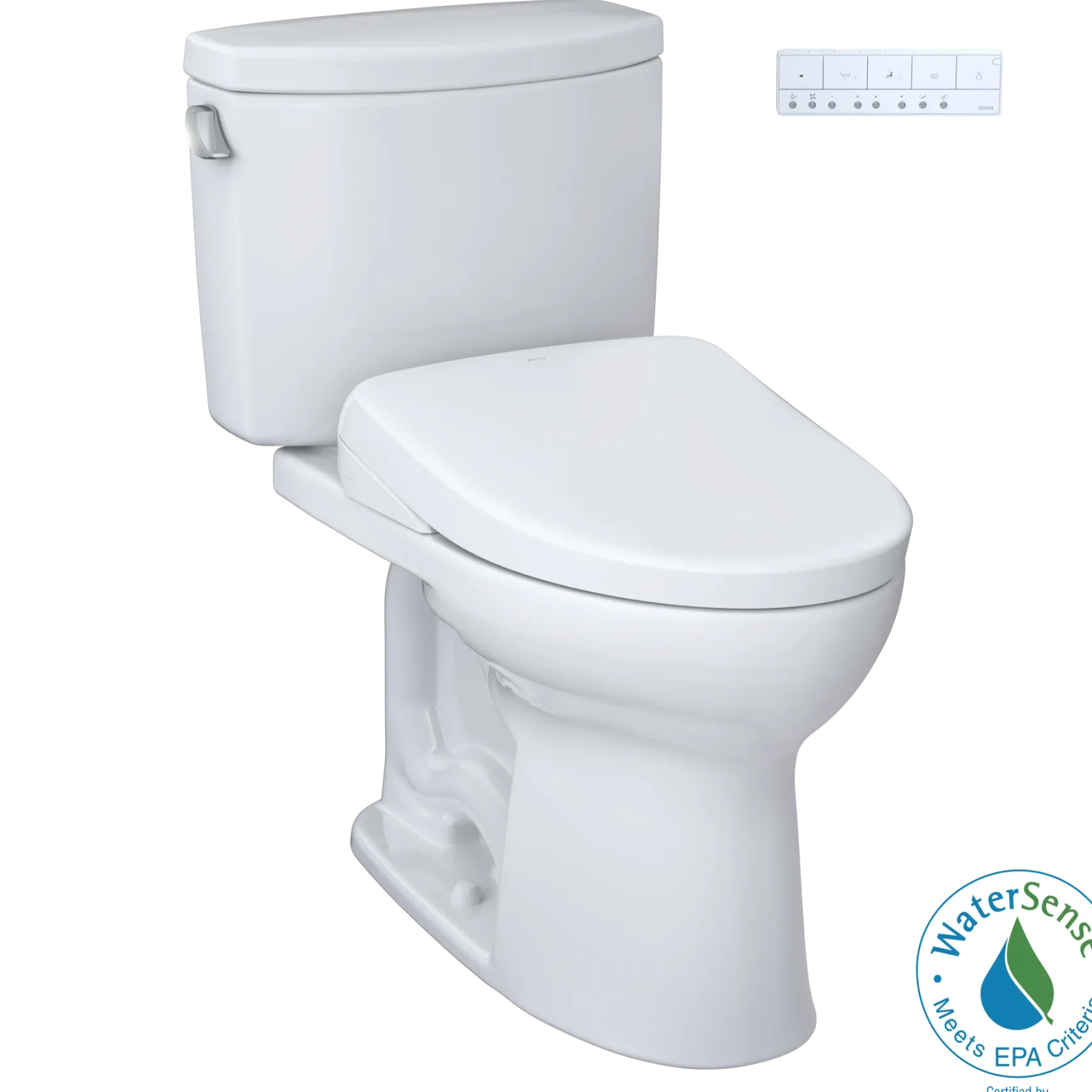 TOTO WASHLET+ Drake II Two-Piece Elongated 1.28 GPF Toilet with Auto Flush WASHLET+ S7 Contemporary Bidet Seat, Cotton White, Vitreous China|Plastic, MW4544726CEFGA#01