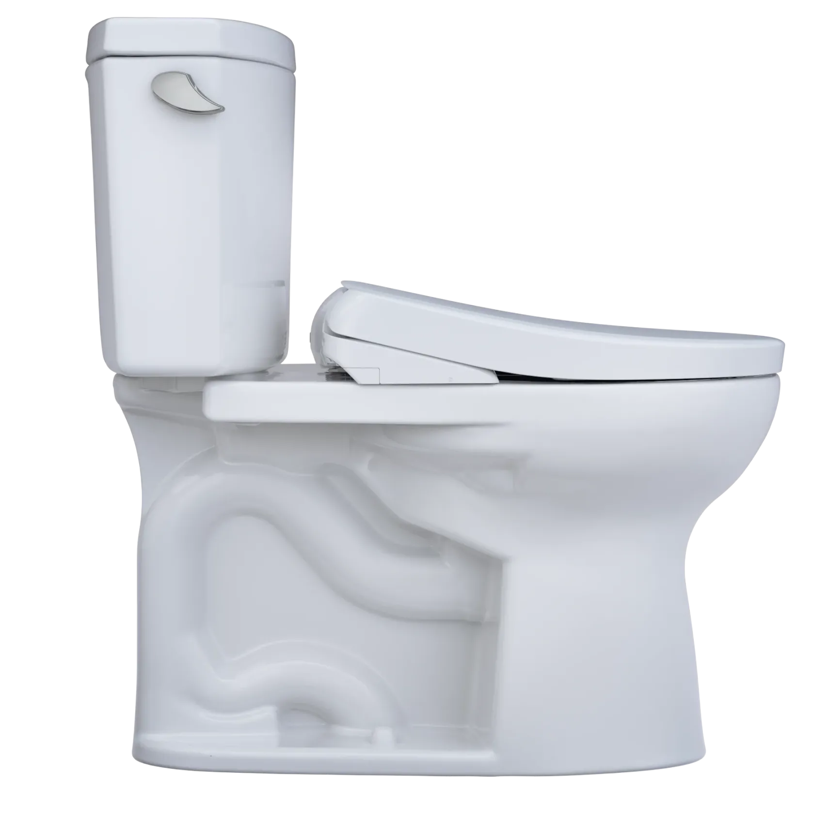TOTO WASHLET+ Drake II Two-Piece Elongated 1.28 GPF Toilet with Auto Flush WASHLET+ S7 Contemporary Bidet Seat, Cotton White, Vitreous China|Plastic, MW4544726CEFGA#01