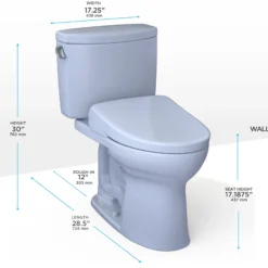 TOTO WASHLET+ Drake II Two-Piece Elongated 1.28 GPF Toilet with Auto Flush WASHLET+ S7A Contemporary Bidet Seat, Cotton White, Vitreous China|Plastic, MW4544736CEFGA#01