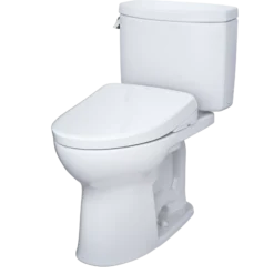 TOTO WASHLET+ Drake II Two-Piece Elongated 1.28 GPF Toilet with Auto Flush WASHLET+ S7A Contemporary Bidet Seat, Cotton White, Vitreous China|Plastic, MW4544736CEFGA#01