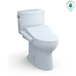 TOTO WASHLET+ Drake II Two-Piece Elongated 1.28 GPF Toilet and WASHLET+ C2 Bidet Seat, Cotton White, Vitreous China|Plastic, MW4543074CEFG#01