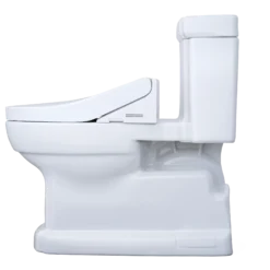 TOTO WASHLET+ Eco Guinevere Elongated 1.28 GPF Universal Height Toilet with C5 Bidet Seat, Cotton White, Vitreous China|Plastic, MW9743084CEFG#01