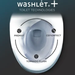 TOTO WASHLET+ Eco Guinevere Elongated 1.28 GPF Universal Height Toilet with C5 Bidet Seat, Cotton White, Vitreous China|Plastic, MW9743084CEFG#01