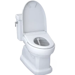 TOTO WASHLET+ Eco Guinevere Elongated 1.28 GPF Universal Height Toilet and S7 Classic Bidet Seat with Auto Flush, Cotton White, Vitreous China|Plastic, MW9744724CEFGA#01