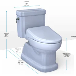TOTO WASHLET+ Eco Guinevere Elongated 1.28 GPF Universal Height Toilet with S7 Classic Bidet Seat, Cotton White, Vitreous China|Plastic, MW9744724CEFG#01