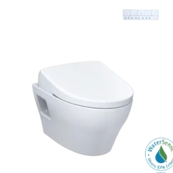 TOTO WASHLET+ EP Wall-Hung Elongated Toilet with S7 Contemporary Bidet Seat and DuoFit In-Wall 0.9 and 1.28 GPF Dual-Flush Tank System, Matte Silver, Vitreous China|Plastic, CWT4284726CMFG#MS