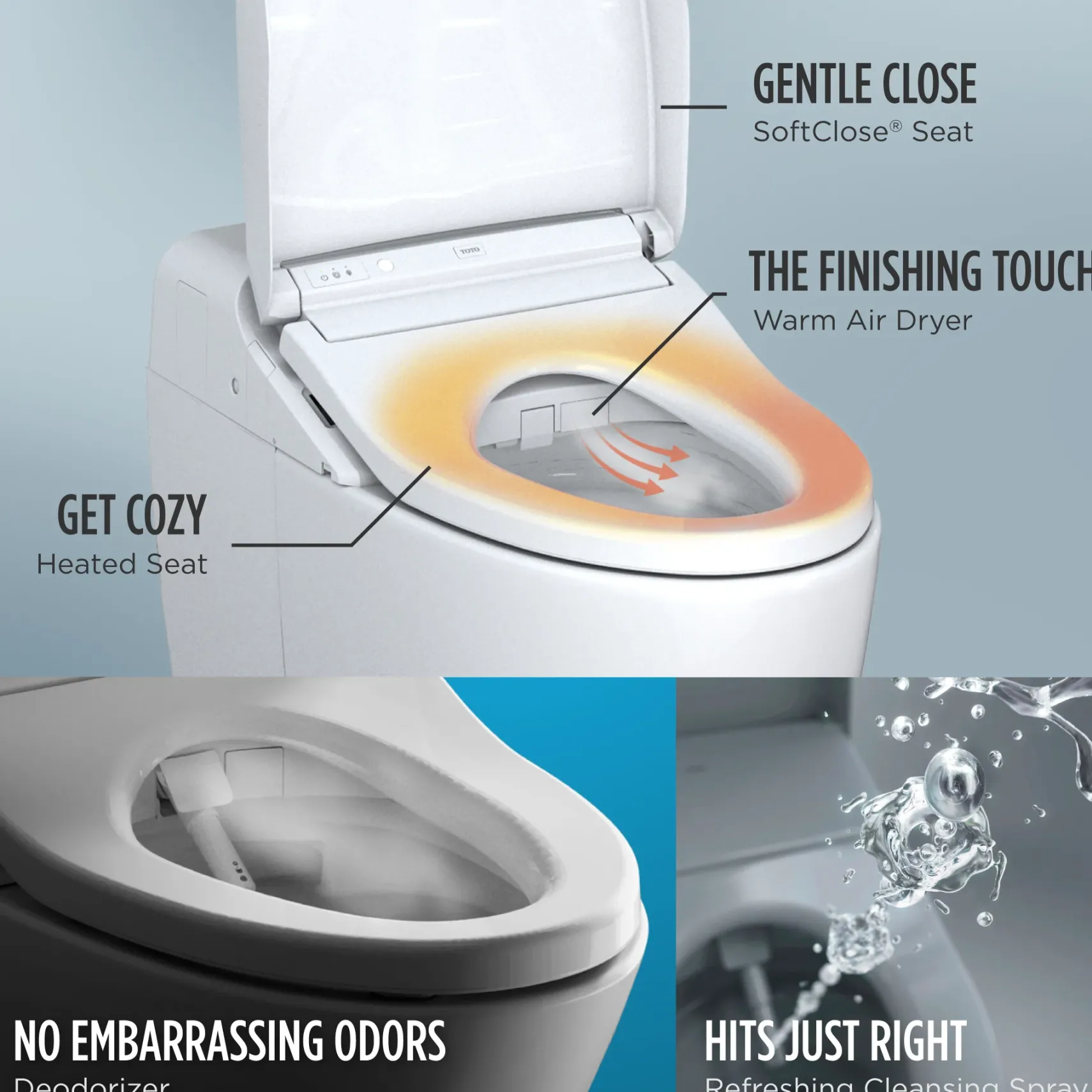 TOTO WASHLET G450 1.0 or 0.8 GPF Smart Toilet with Integrated Bidet Seat and CEFIONTECT, Cotton White, Vitreous China|Plastic, MS922CUMFG#01