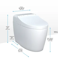 TOTO WASHLET G450 1.0 or 0.8 GPF Smart Toilet with Integrated Bidet Seat and CEFIONTECT, Cotton White, Vitreous China|Plastic, MS922CUMFG#01