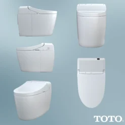 TOTO WASHLET G450 1.0 or 0.8 GPF Smart Toilet with Integrated Bidet Seat and CEFIONTECT, Cotton White, Vitreous China|Plastic, MS922CUMFG#01