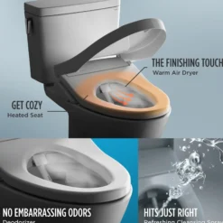 TOTO WASHLET K300 Electronic Bidet Toilet Seat with Instantaneous Water Heating, PREMIST and EWATER+ Wand Cleaning, Elongated, Cotton White, Plastic, SW3036R#01